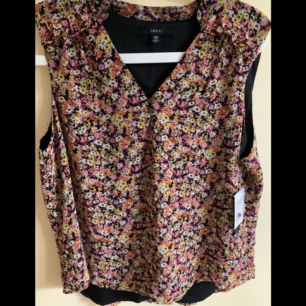 New • Isaac Mizrahi IMNYC • Womens Blouse Multicolor Floral Sleeveless Top